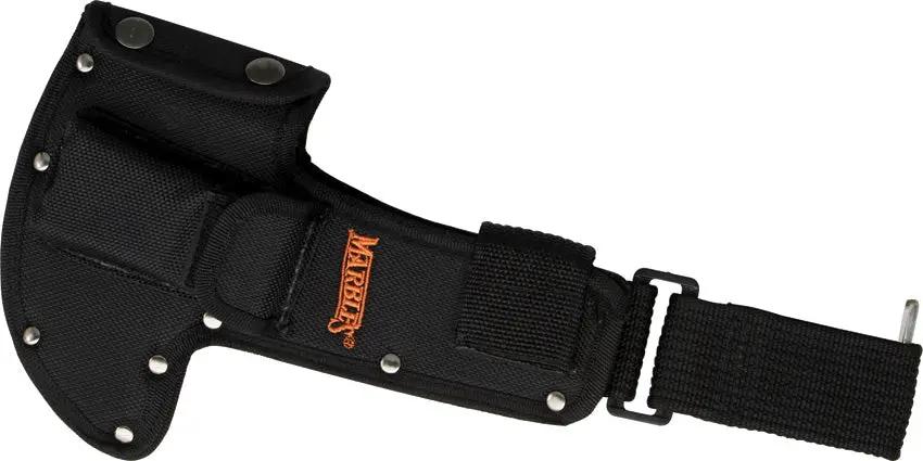 Marbles Firemans Shovel Sheath H0010 - Heavy Black Nylon Belt Loop With Orange Logo And Sharpening Stone Pouch by Marbles