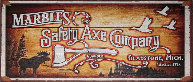 Marbles Safety Axe Sign - Durable Wood Wall Art 18 By 7.75 Inches For Enthusiasts And Collectors by Marbles