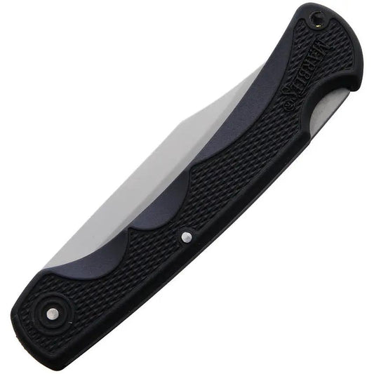 Marbles Lockback Knife Black Bead Blast Clip Point Blade With Checkered Synthetic Handle And Nylon Sheath by Marbles