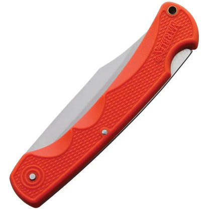 Marbles Lockback Orange Knife - 5 Inch Closed Blade With Bead Blast Clip Point And Orange Checkered Handle Nylon Sheath by Marbles