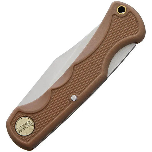 Marbles Small Lockback Desert Tan Knife - Satin Clip Point Blade, Nylon Handle, Lanyard Hole by Marbles