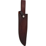 Marbles Stacked Leather Bowie MR577 Satin Clip Point Blade With Brass Guard And Pommel by Marbles