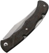 Marbles Lockback Brown Micarta Knife MR585 BZ011418 - Stonewash Blade And Brown Micarta Handle by Marbles