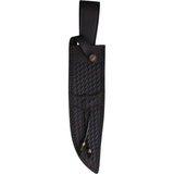 Marbles Damascus Bowie Knife - Stacked Leather Handle, Brass Guard, Belt Sheath Included by Marbles