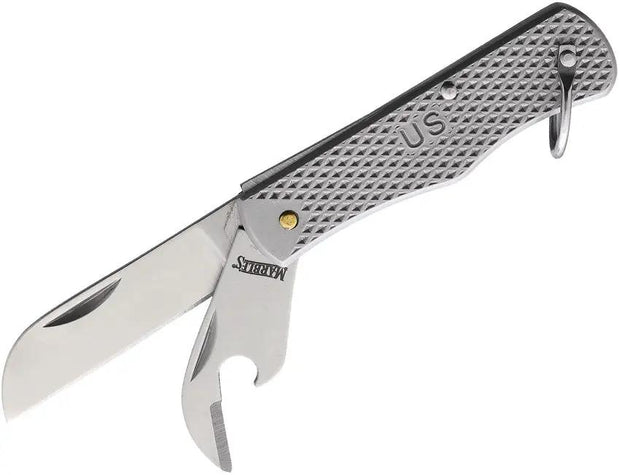 Marbles G.I. Jack Folder MR598 Two Blade Knife - Satin Finish Stainless Sheepsfoot Blade With Bottle And Can Openers by Marbles