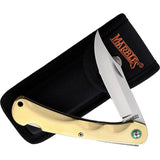 Marbles Brass Lockback Knife - 3.5in Satin VG10 Clip Point Blade, Mirror Brass Handle by Marbles