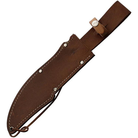 Marbles Stacked Leather Bowie MR621 - 15 Inch Overall With 10 Inch Satin Finish Blade, Leather Handle, Belt Sheath by Marbles