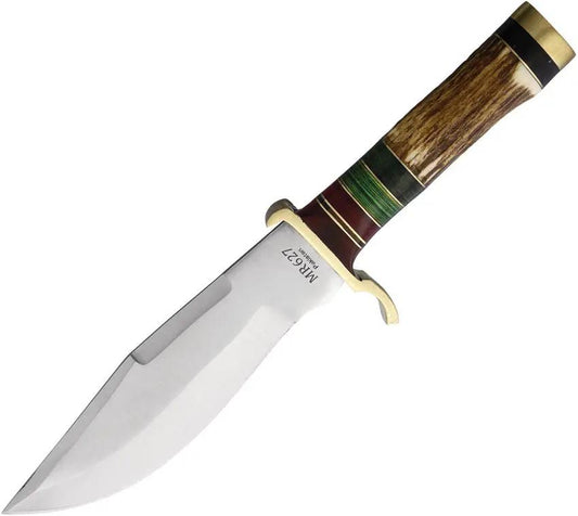 Marbles Hunter Stag MR627 - 10.5 Inch Overall, 6 Inch Satin Stainless Blade, Stag Handle, Brass Guard by Marbles