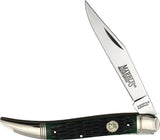 Marbles Large Toothpick Green Bone Knife - 5 Inch Closed With Mirror Finish Stainless Long Clip Blade by Marbles