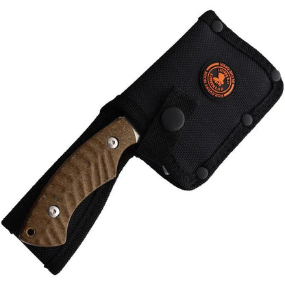 Marbles Chopper Brown Micarta Knife - Satin D2 Blade Full Tang Lanyard Hole Includes Black Nylon Belt Sheath by Marbles