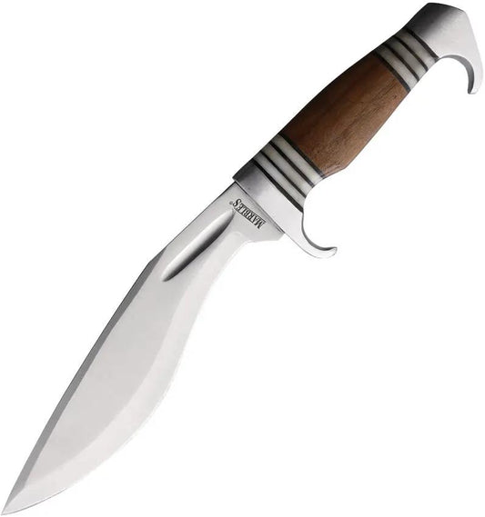 Marbles Kukri MR675 - Satin Finish Stainless Blade With Brown Wood Handle And Leather Sheath by Marbles