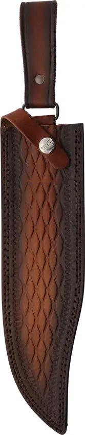 Marbles Bowie Knife - Satin Finish Stainless Blade With Leather Sheath And Brown Wood Handle MR676 by Marbles