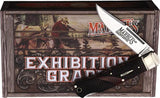 Marbles Lockback Knife KA60W Brown Checkered Bone - Stainless Clip Blade Inlay Shield by Marbles