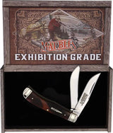 Marbles Trapper - Brown Checkered Bone Handle With Mirror Finish Stainless Clip And Spey Blades by Marbles