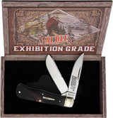 Marbles Trapper Brown Checker Knife - Brown Checkered Bone Handle and Mirror Finish Stainless Clip and Spey Blades by Marbles