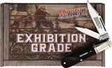Marbles Barlow Brown Checkered Bone Pocket Knife With Satin Clip And Pen Blades Closed In Box by Marbles