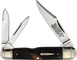 Marbles Large Whittler Brown Checkered Bone Handle - Mirror Finish Clip Skinner And Pen Blades by Marbles