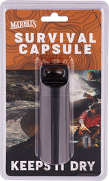 Marbles Waterproof Survival Capsule - 4 Inch Overall Anodized Aluminum Construction Black Clam Packed by Marbles