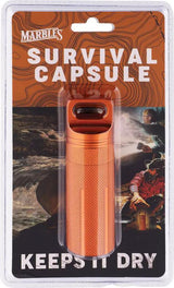 Marbles Waterproof Survival Capsule - 4 Inch CNC Finish Anodized Aluminum Orange Clam Packed by Marbles