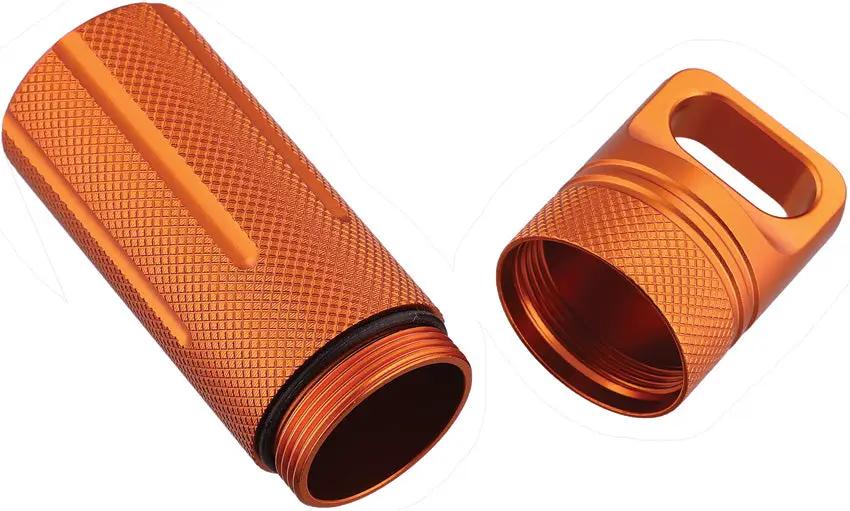 Marbles Waterproof Survival Capsule - 4 Inch CNC Finish Anodized Aluminum Orange Clam Packed by Marbles