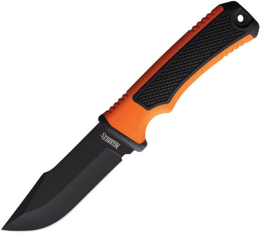 Marbles MR692 Fixed Blade Knife - Orange Black Coated Stainless Blade, 8.75in Overall, Black Nylon Handle by Marbles