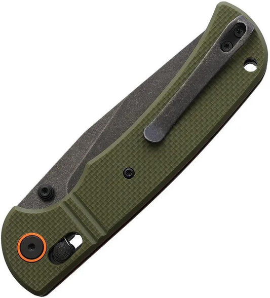 Marbles Slide Lock Knife - Green G10 Handle With Stonewashed Drop Point Blade And Pocket Clip by Marbles