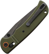 Marbles Slide Lock Knife - Green G10 Handle With Stonewashed Drop Point Blade And Pocket Clip by Marbles