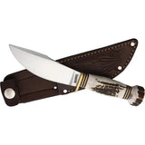 Marbles Woodcraft Fixed Blade MR80203 - Stag Handle, Brass Guard And Pommel, 8.25 Inch Overall by Marbles