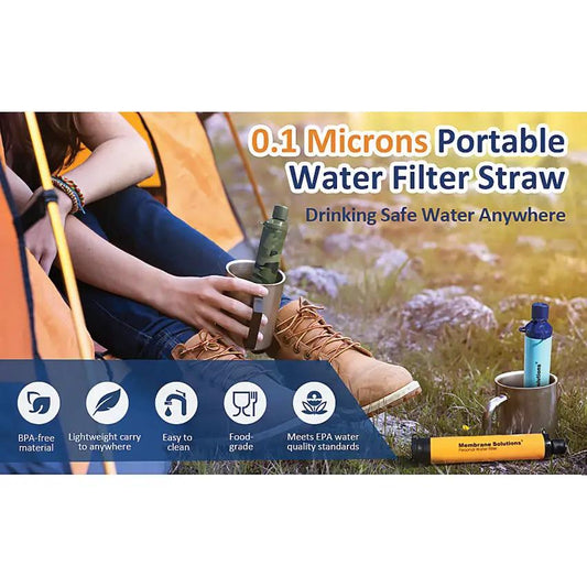 Membrane Solutions Water Filter Straw Camo - Removes Bacteria And Protozoa Down To 0.1 Micron by Membrane Solutions