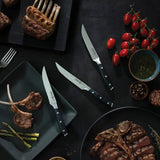 Messermeister Avanta Steak Knife Set L7684-5/4S - Satin X50CrMoV15 Blades With Full Tang Black POM Handles by Messermeister