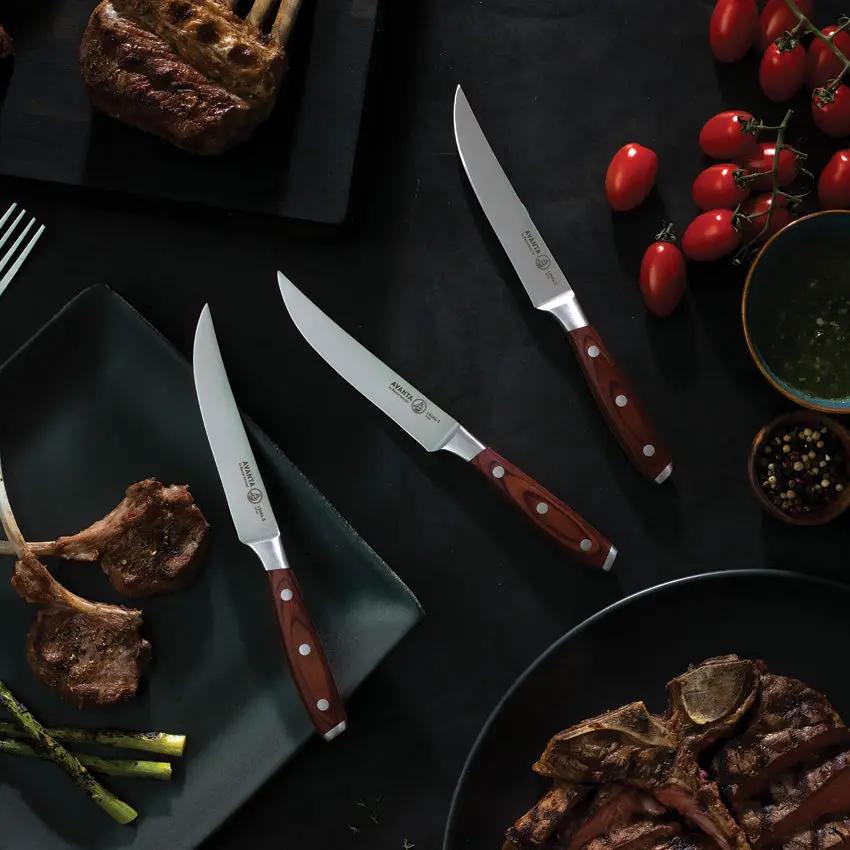 Messermeister Avanta Steak Knife Set L8684-5/4S - 5-Inch Satin X50CrMoV15 Blades With Pakkawood Handles by Messermeister