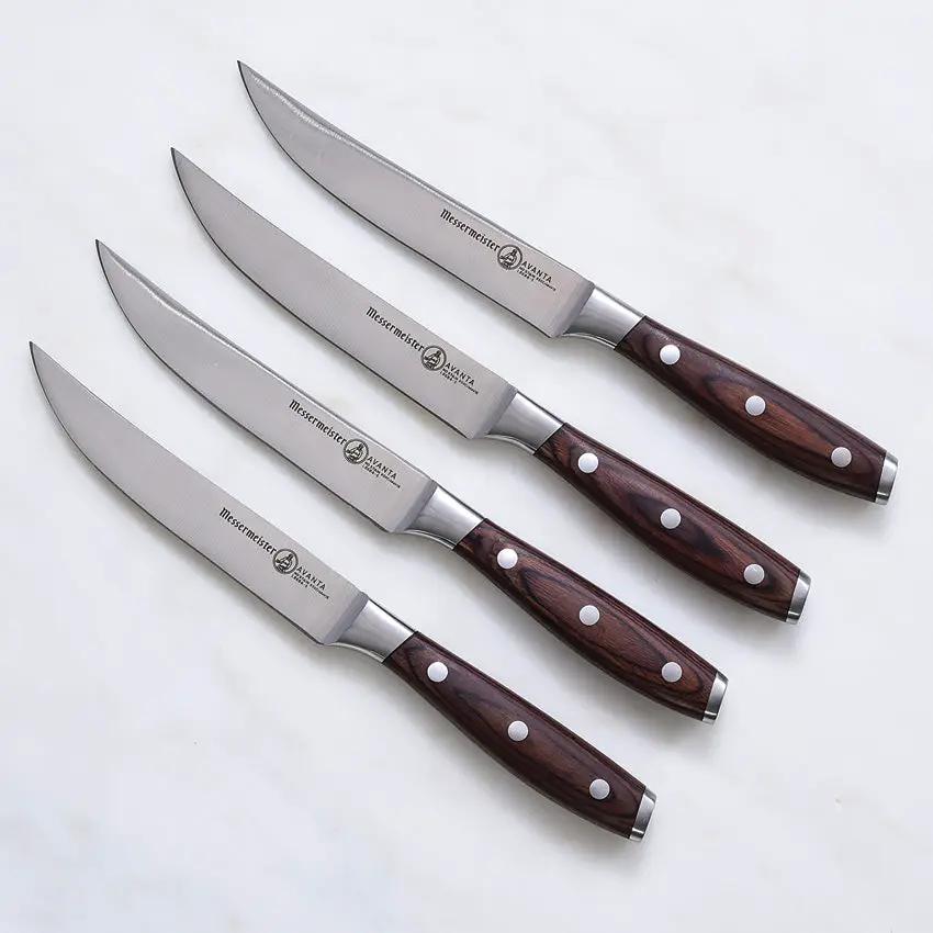 Messermeister Avanta Steak Knife Set L8684-5/4S - 5-Inch Satin X50CrMoV15 Blades With Pakkawood Handles by Messermeister
