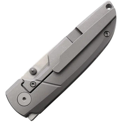 Matsey Basilisk Framelock - Bohler M390 Blade, Ti Gray Stonewash Handle, Extended Tang, Pocket Clip by Matsey