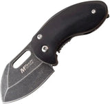 MTech Framelock Folding Knife MT1031BK Black Stonewash Drop Point 2.88 Inch Closed Thumb Pull Pocket Clip EDC by MTech