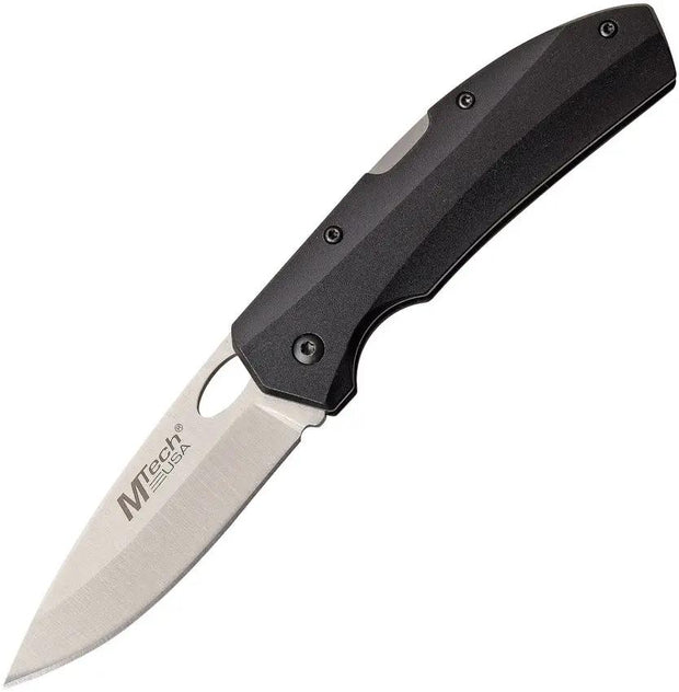 MTech Lockback MT1076BK Knife 3In Satin Drop Point Blade Black Aluminum Handle EDC Ready by MTech