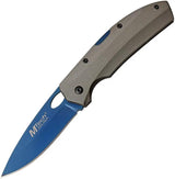MTech MT1076GY Lockback Knife Gray Aluminum Handle Rugged 3 Inch TiNi Coated 3Cr13 Blade Everyday Carry by MTech