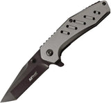 MTech Linerlock Folding Knife MT-1113GY Gray Anodized Aluminum Handle 3Cr13 Tanto Blade For EDC Enthusiasts by MTech