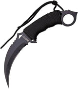 MTech Karambit Fixed Blade Knife Black MT 20 76BK Tactical EDC Ready With Secure Cord Wrapped Grip by MTech