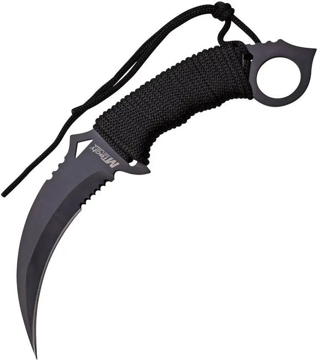 MTech Karambit Fixed Blade Knife Black MT 20 76BK Tactical EDC Ready With Secure Cord Wrapped Grip by MTech
