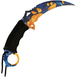 MTech Karambit Fixed Blade Knife Blue Blade Quick Access Cord Wrapped Handle For Outdoor Enthusiasts And Collectors by Mtech