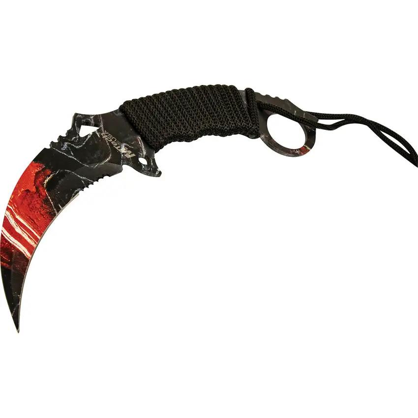 Mtech Karambit Fixed Blade Knife Red Cord Wrapped Handle For Outdoor Enthusiasts Survivalists by Mtech