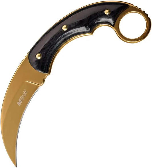 MTech MT 20 84GD Fixed Blade Knife For Outdoors With 3.5 Inch Blade Gold TiNi Coating Pakkawood Handle Hikers Campers by MTech