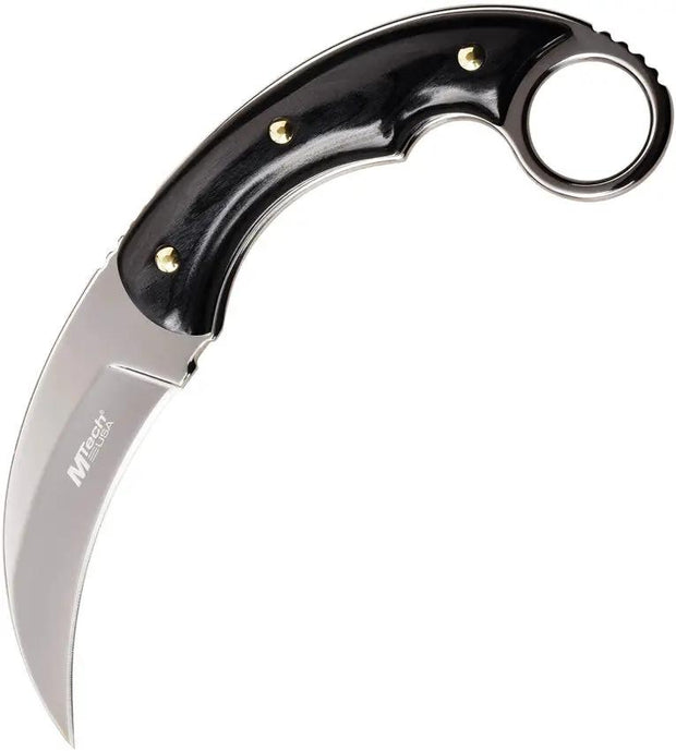 MTech MT20 84MR Fixed Blade Knife For Outdoor Enthusiasts Durable Mirror Blade Pakkawood Handle With Finger Ring by MTech