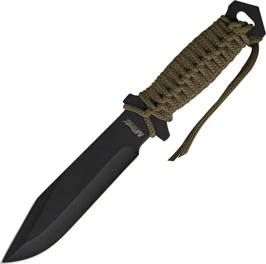 MTech MT528C Combat Knife 5 Inch Black Coated 440 Stainless Drop Point Full Tang Cord Wrapped For Outdoor Enthusiasts by MTech