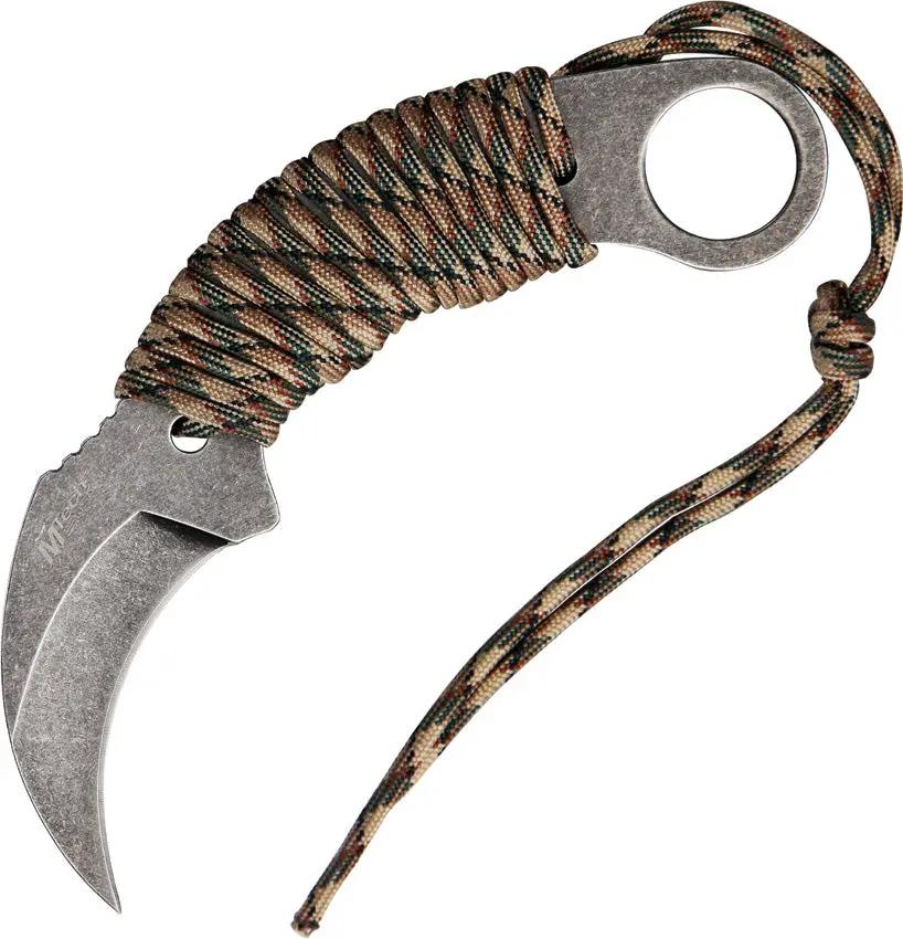 MTech Karambit MT-670 Compact EDC Knife For Outdoor Enthusiasts With 2.5 Inch Stonewashed Blade And Camouflage Paracord by MTech
