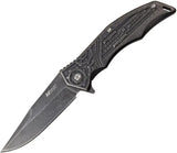 MTech Gear Framelock Folding Knife With Assisted Opening MT A1095SW 5 Inch Closed Black Stonewash Blade For EDC by MTech