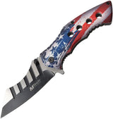MTech Linerlock Assisted Opening Knife MT A1110A with Aluminum Handle and American Flag Artwork for EDC Enthusiasts by MTech