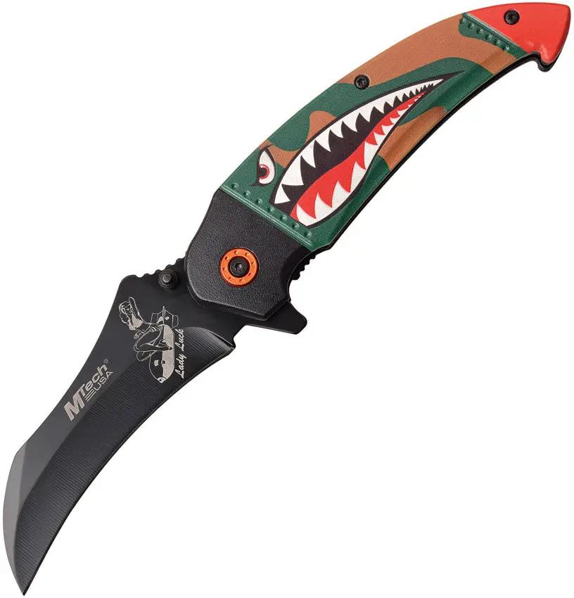 MTech Shark Linerlock Assisted Opening Knife MT A1130GN Camouflage Aluminum Handle EDC by MTech