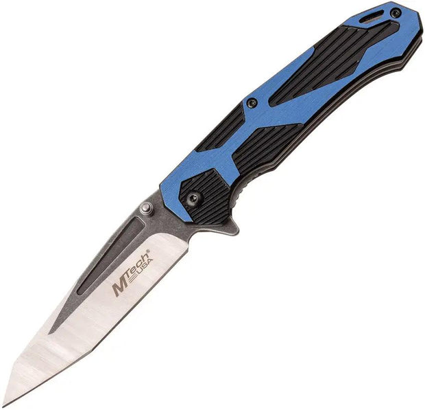 MTech Linerlock Assisted Opening Knife For EDC Enthusiasts Blue And Black Aluminum Handle by MTech