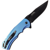 MTech Linerlock Assisted Opening EDC Knife 3.5in Blade Blue Aluminum Handle Compact One Hand Deployment by MTech